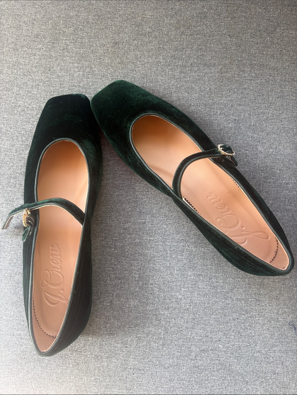 J. Crew Anya Mary Jane Women's Velvet Flats in Emerald Green Size 8.5